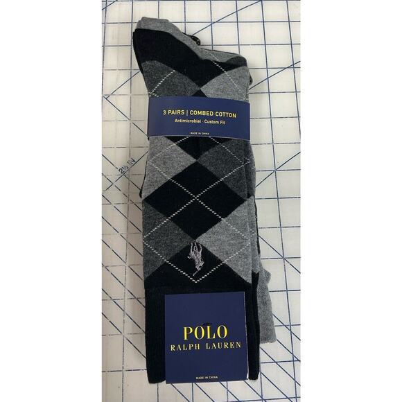 Polo Ralph Lauren Pony Crew Dress Socks 3 Pair Size 10-13‎ Combed Cotton - Picture 1 of 6